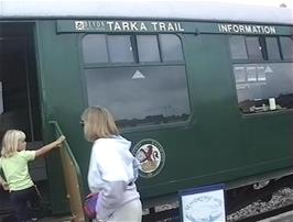 The information coach and cafe at Bideford Station on the Tarka Trail, 3.6 miles from the hostel